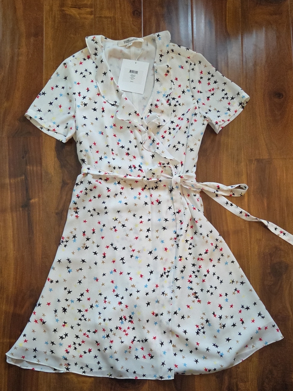 Diane Von Furstenberg Savilla White Star Print Wrap Dress